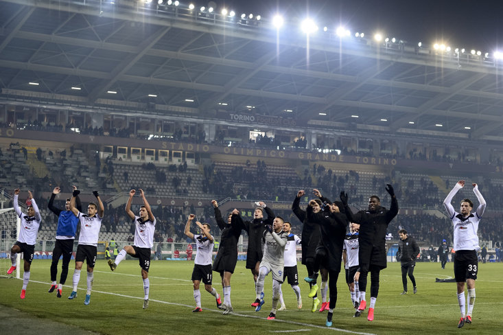 Atalanta celebrate after their 7-0 thumping of Torino