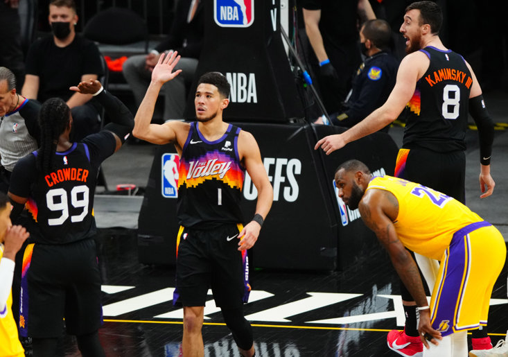 DEVIN BOOKER HAS STARRED FOR THE SUNS, WHO ARE ONE WIN AWAY FROM THE SEMIS