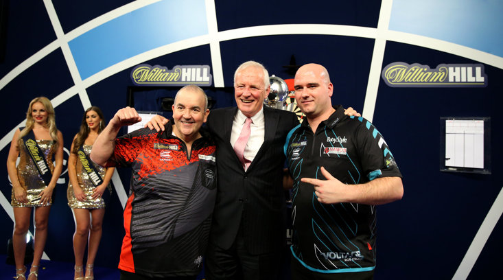 Hearn with Phil Taylor [left] and Rob Cross