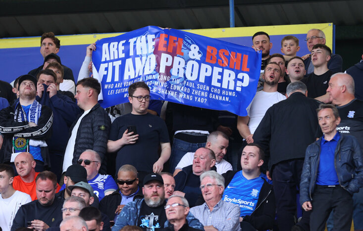 Birmingham fans protesting against their owners Birmingham Sports Holdings Limited