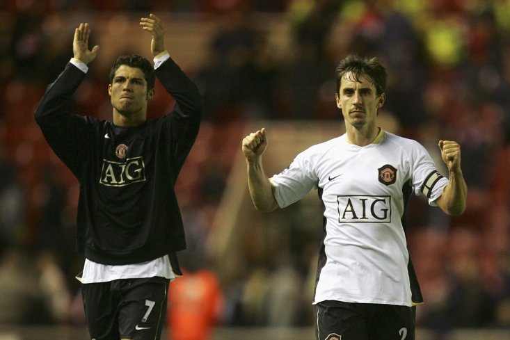 NEVILLE WAS A TEAMMATE OF RONALDO'S AT OLD TRAFFORD