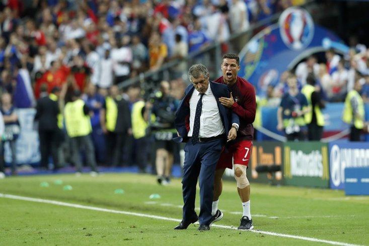 Santos and Ronaldo during Portugal's Euro 2016 triumph over France