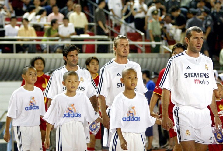 Luis Figo, David Beckham and Zinedine Zidane