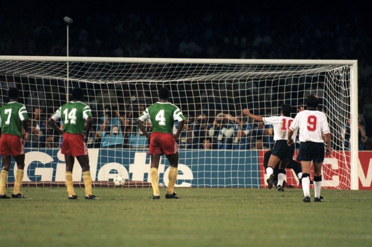 LINEKER FIRES HOME ONE OF TWO PENALTIES AGAINST CAMEROON