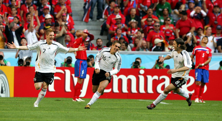 PHILIPP LAHM CELEBRATES AFTER NETTING THE FIRST GOAL OF THE 2006 WORLD CUP