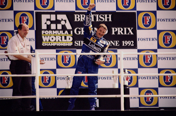 Mansell wins the F1 World Championship in '92 (Getty Images)