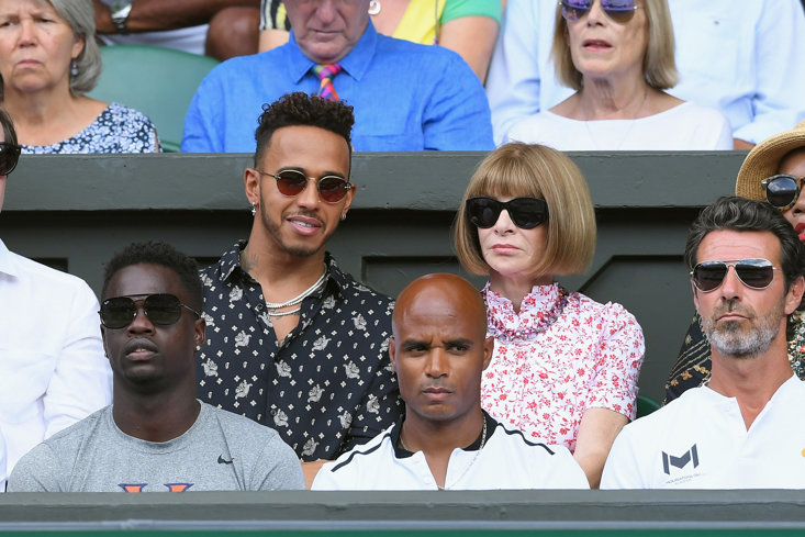 Hamilton takes in a game at Wimbledon (Getty Images)