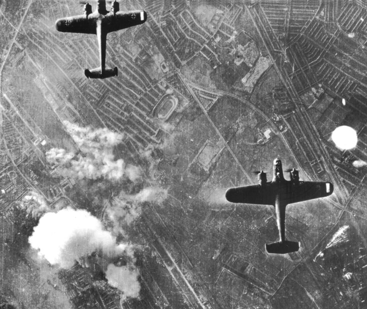 the Luftwaffe flying over the Royal Victoria Docks and Silverstown, West Ham in 1940