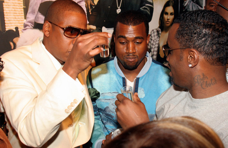 Jay-Z, Kanye West and Sean 'P. Diddy' Combs At a Rocawear Event (Getty Images)