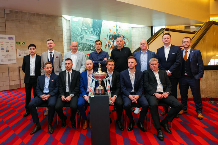 The top 16 players minus a late Neil Robertson and Luca Brecel, who was ill 