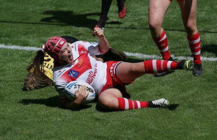 EMILY RUDGE GOES OVER FOR ONE OF SAINTS' SEVEN TRIES