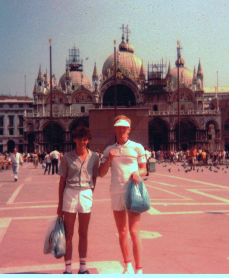 Dave Hewitson sports the Wimbledon look while in Venice, 1982